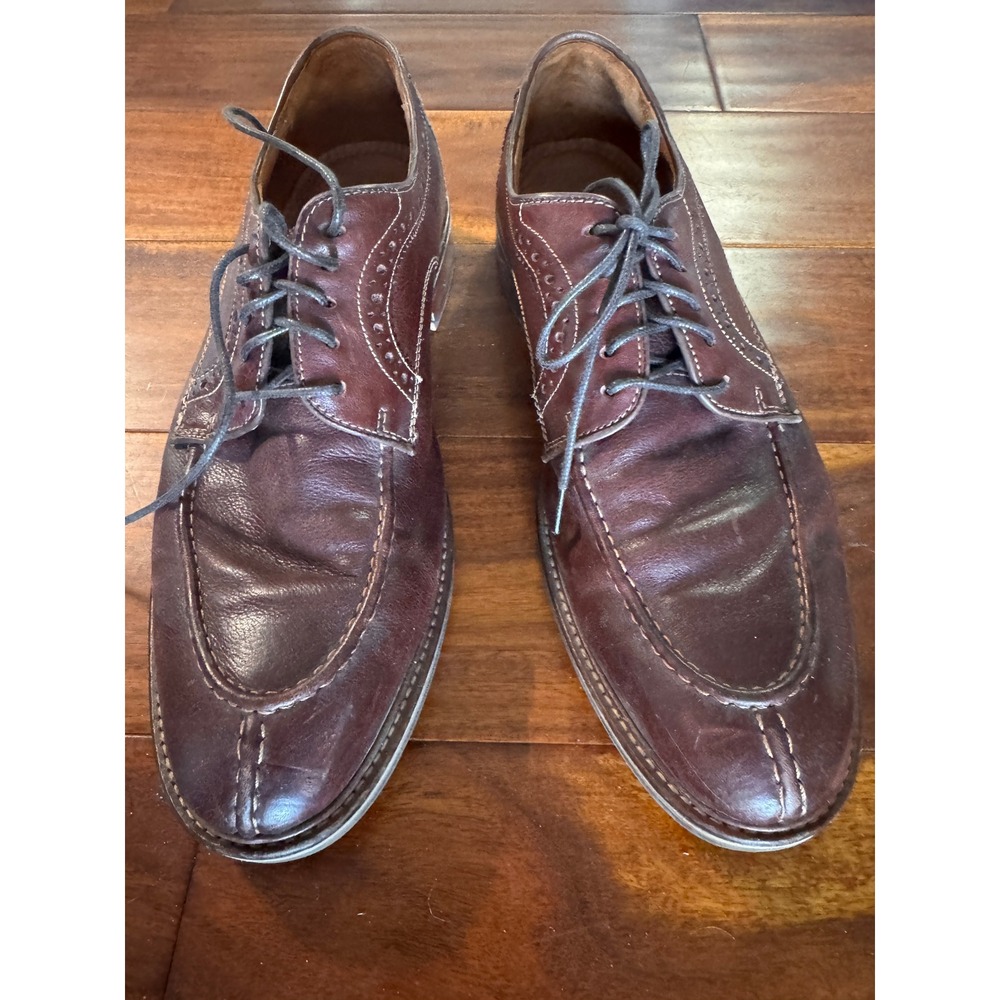 Johnston & Murphy Mens Dark Brown Leather Split Toe Derby Dress Shoes 9D